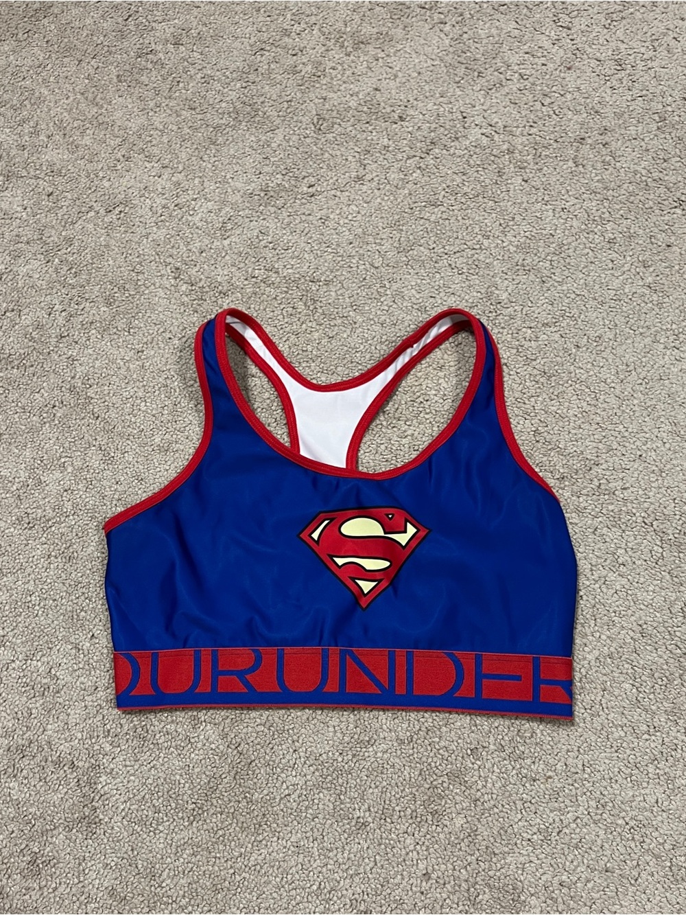 Under Armour Blue and Red Superman Sports Bra
